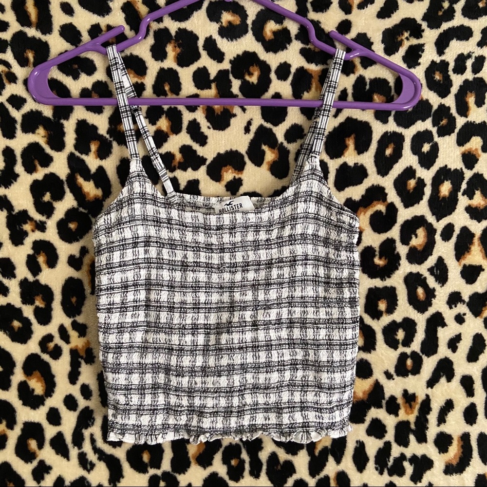 Hollister Striped Plaid Gingham Crop Tank Top